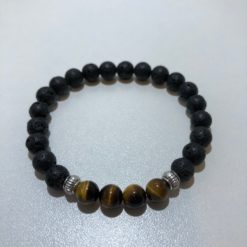 Bracelet STILIVITA en acier  Collection équilibre  MOTIVATION  œil de tigre / pierre de lave  17+4cm