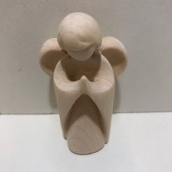 STATUE ANGE GARDIEN AILES BEIGE EN POUDRE DE MARBRE 12CM