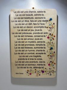CADRE BOIS LA VIE MERE TERESA 13X18CM S