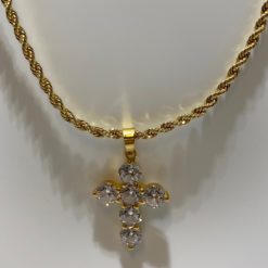 COLLIER CROIX PLAQUE OR